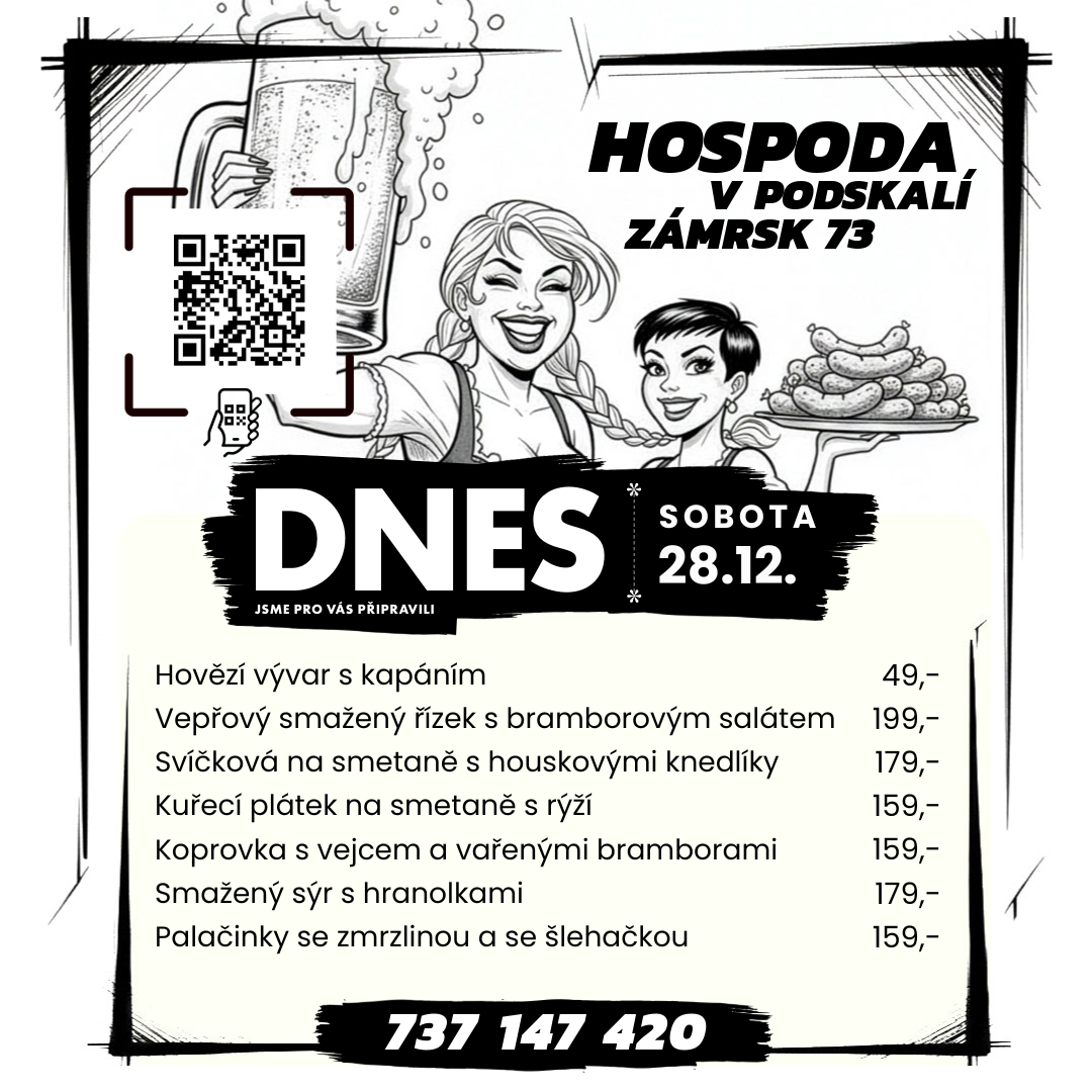 Menu – nabídka jídel pro dnešní den.